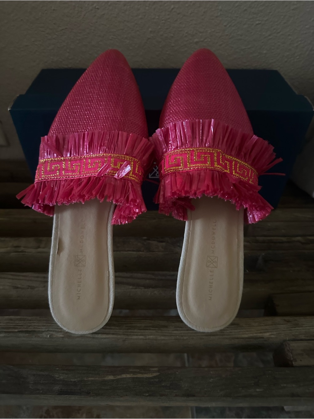 Pink Raffia Pointed Mule - Picture 4 of 4